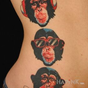 Tattoo Monkeys on the ribs motif: characters