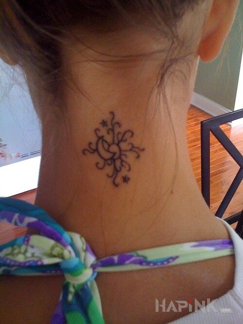 Tattoo Słońce i księżyc in other motif on the nape