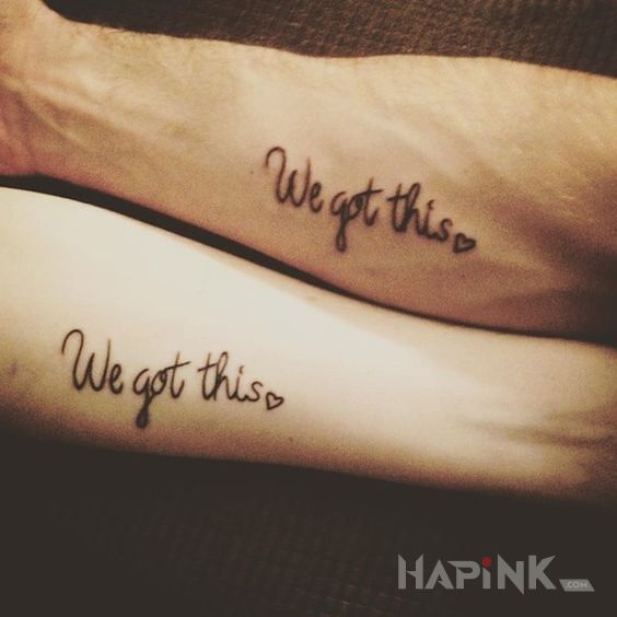 Tattoo We got this <3 in Love motif and calligraphy style on the forearm