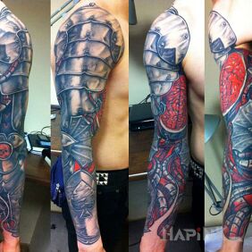 Tattoo Sytlu mixture on the upper arm motif: sleeves style: biomechanics