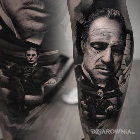 Tatuaż Corleone na łydce motyw: 3D styl: realistyczne
