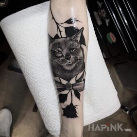 Tattoo Behemoth on the forearm motif: characters style: graphic / illustrative