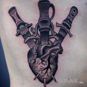 Tattoo Pierced heart on the ribs motif: other
