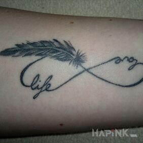 Tattoo Life and Love on the forearm motif: other style: graphic / illustrative
