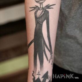 Tattoo Corpse on the forearm motif: characters