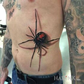 Tattoo 3D Spider on the ribs motif: 3D style: realistic