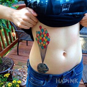 Tattoo Death Star on the stomach motif: objects style: graphic / illustrative