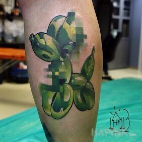 Tattoo Inflatable dog on the calf motif: other