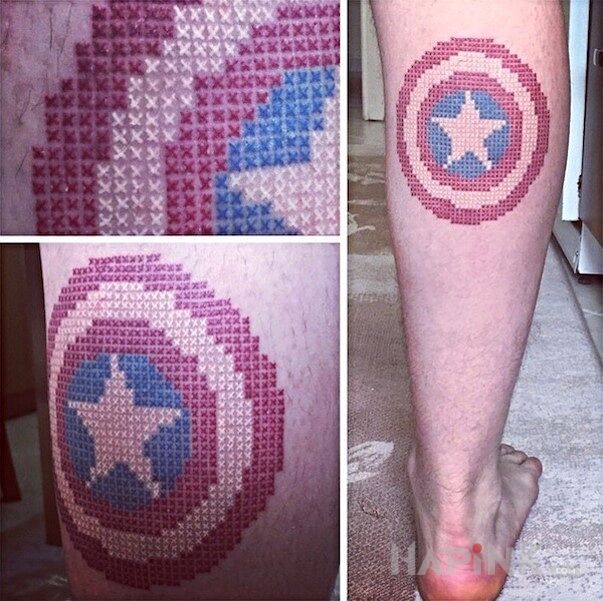 Tattoo Kapitan Ameryka in other motif on the calf