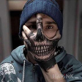 Tattoo Skull on palm on the fingers motif: skulls style: realistic