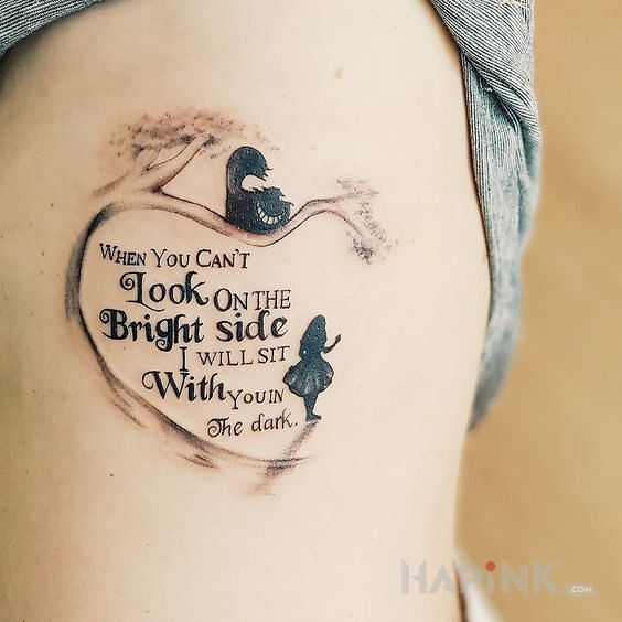 Tattoo Deklaracja in black and gray motif and newschool style on the ribs