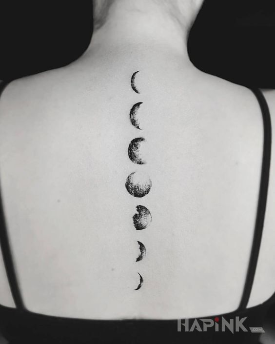 Tattoo Fazy księzyca in black and gray motif and graphic / illustrative style on the back