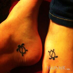 Tattoo Two turtles on the foot motif: animals style: minimalistic