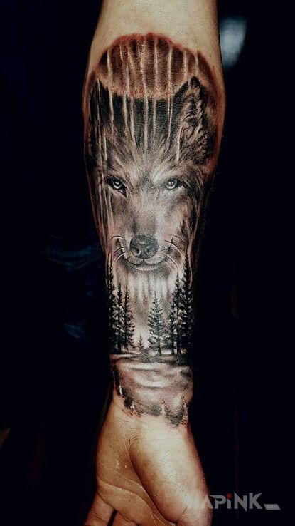 Tattoo Wilk in black and gray motif and realistic style on the forearm
