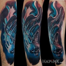 Tattoo 3D Skull on the forearm motif: skulls