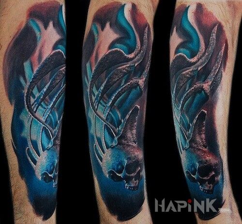 Tattoo Czaszka 3D in skulls motif on the forearm