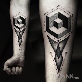Tattoo Geometric wonder on the forearm style: dotwork