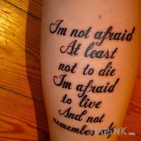 Tattoo Apt quote on the forearm motif: lettering style: calligraphy
