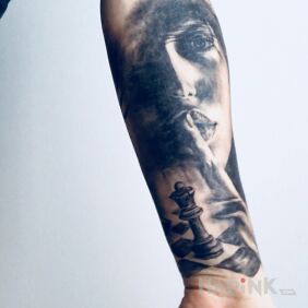 Tattoo Don't tell anyone... on the forearm motif: objects style: realistic