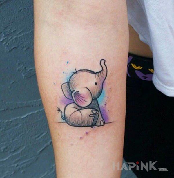 Tattoo Małe bobo in colorful motif and graphic / illustrative style on the forearm