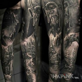 Tattoo Knight on the forearm motif: sleeves style: realistic