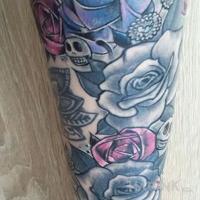 Tattoo Colorfully on the forearm motif: colorful style: graphic / illustrative