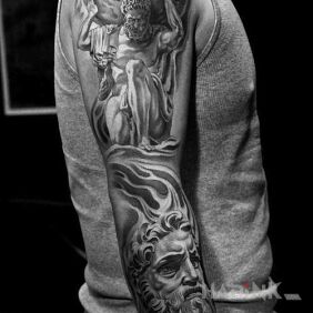 Tattoo A motif from Greek mythology on the upper arm motif: sleeves style: realistic