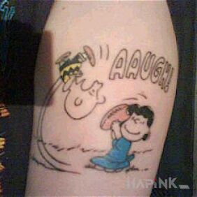Tattoo Lucy and Charlie on the forearm motif: characters