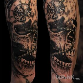 Tattoo Skull on the forearm motif: skulls style: realistic