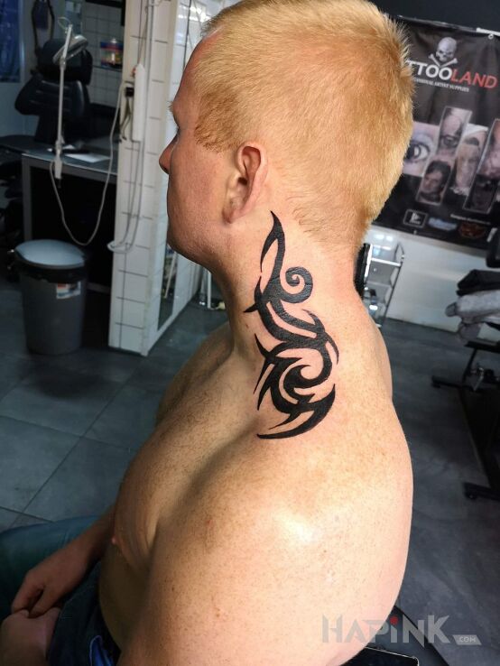 Tattoo Tribal in other motif and tribal style on the neck