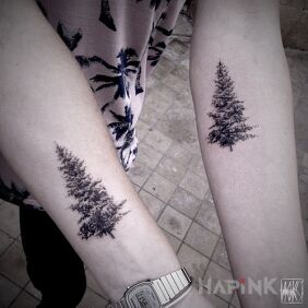 Tattoo Christmas trees on the forearm motif: other