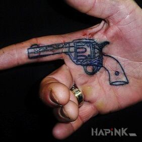 Tattoo Revolver on the hand motif: other