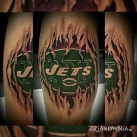 Tatuaż New York Jets na łydce motyw: pozostałe