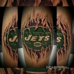 Tatuaż new york jets w motywie pozostałe na łydce