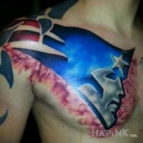 Tattoo New England Patriots on the chest motif: other
