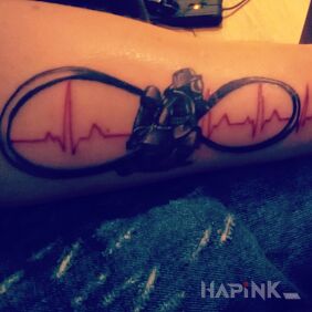 Tattoo Passion on the forearm motif: black and gray style: graphic / illustrative