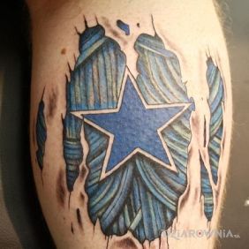 Tatuaż Dallas Cowboys na łydce motyw: pozostałe