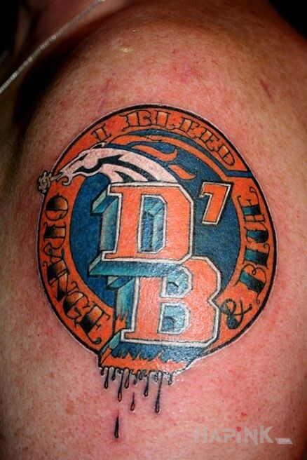 Tattoo Denver Broncos in other motif on the upper arm