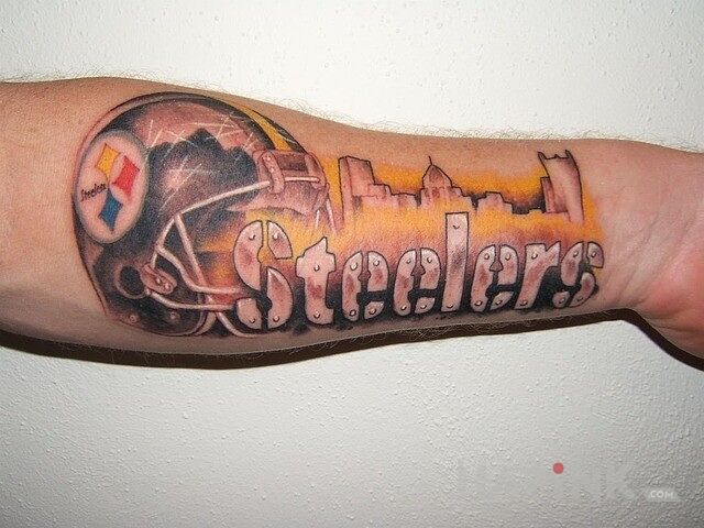 Tattoo Pittsburgh Steelers in other motif on the forearm