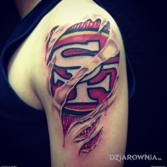 Tatuaż san francisco 49ers w motywie pozostałe na ramieniu