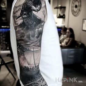 Tattoo Wikings on the forearm motif: sleeves style: realistic