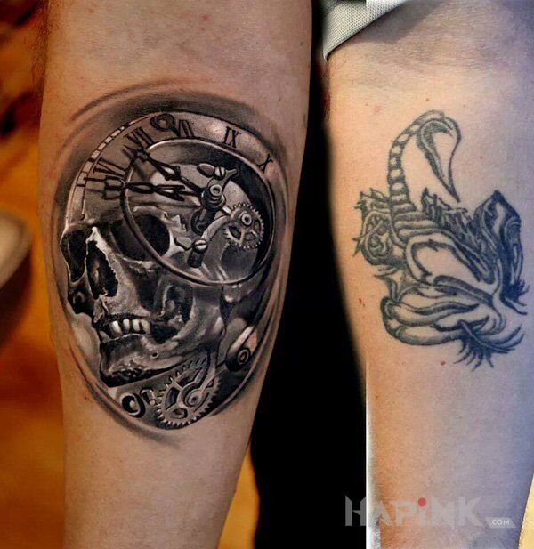 Tattoo Coś lepszego in black and gray motif and realistic style on the forearm