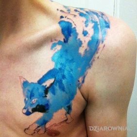 Tatuaż Lis na klatce motyw: kolorowe styl: watercolor