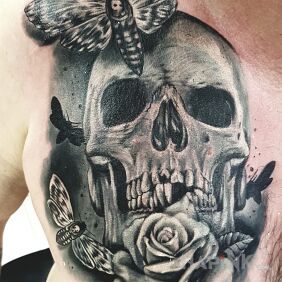 Tattoo Czaszunia on the chest motif: skulls style: realistic