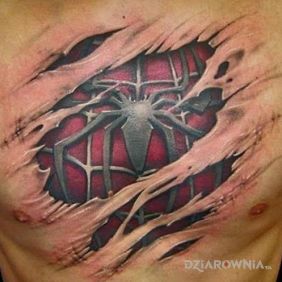 Tatuaż Spider-man na klatce motyw: 3D