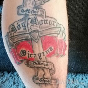 Tattoo Patriotic on the calf motif: patriotic style: graphic / illustrative