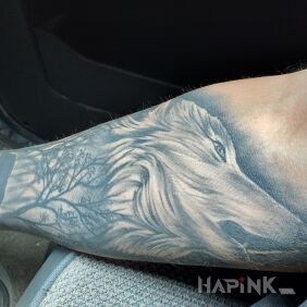 Tattoo Wolf on the forearm motif: animals style: realistic