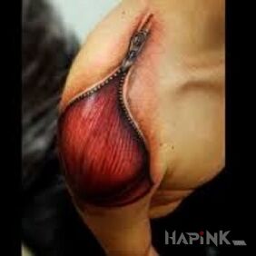 Tattoo Muscle flap on the upper arm motif: 3D style: realistic