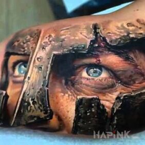 Tattoo The sight of a warrior on the upper arm motif: 3D style: realistic