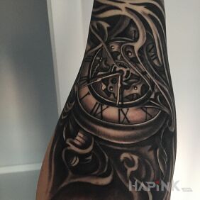 Tattoo My second on the forearm motif: black and gray style: realistic